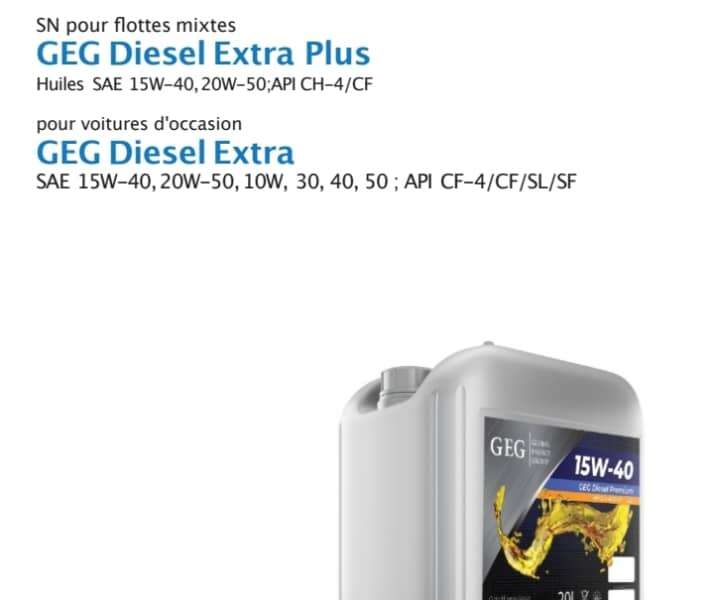 VENTE D'HUILES LUBRIFIANTES PROFESSIONNELLES -MARQUE GEG