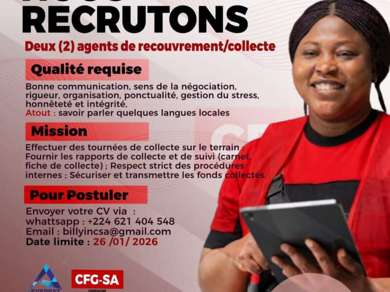 2 AGENTS DE RECOUVREMENT/COLLECTE