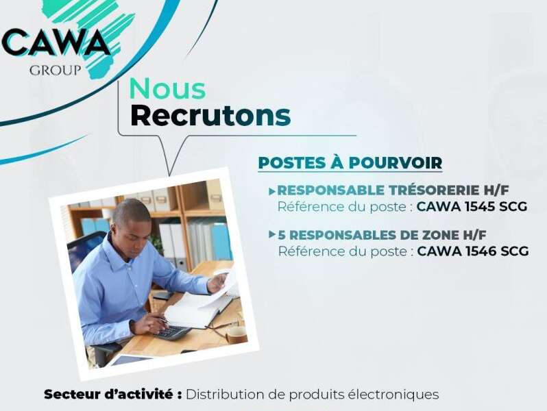 RESPONSABLE TRESORERIE H/F ET 5 RESPONSABLES DE ZONE H/F