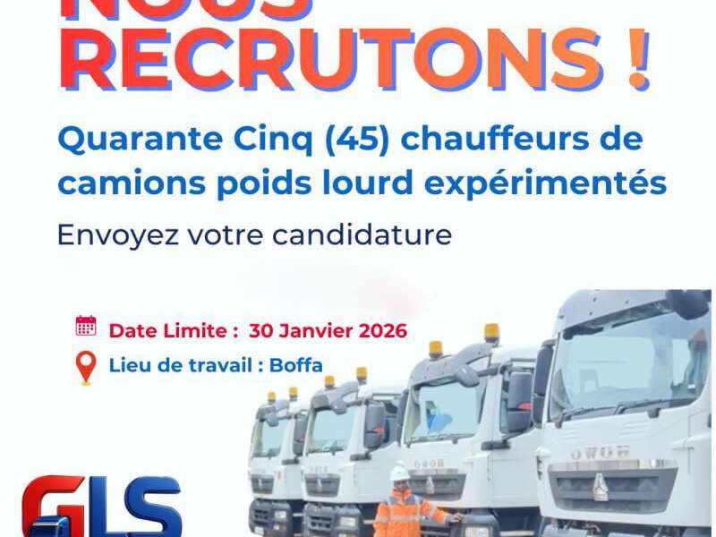 RECRUTE 45 CHAUFFEURS DE CAMIONS POIDS LOURD EXPERIMENTES