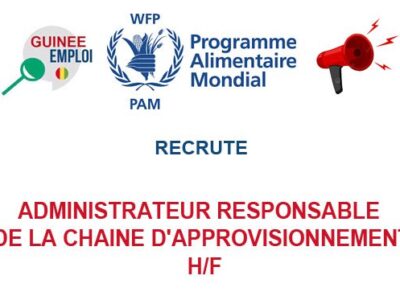 RECRUTE ADMINISTRATEUR RESPONSABLE DE LA CHAINE D'APPROVISIONNEMENT H/F