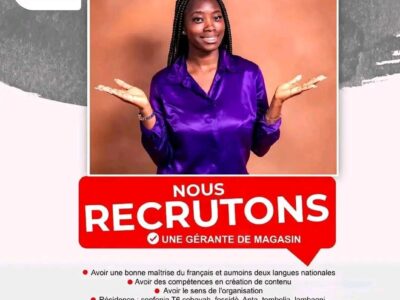 RECRUTE UNE GERANTE DE MAGASIN