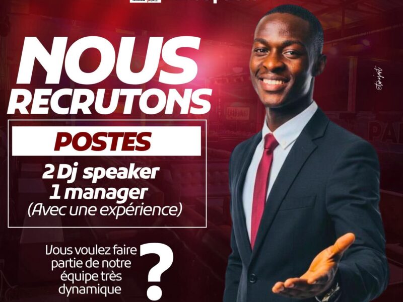 RECRUTE 2 DJ SPEAKER ET 1 MANAGER