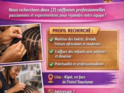 RECRUTE 02 COIFFEUSES PROFESSIONNELLES