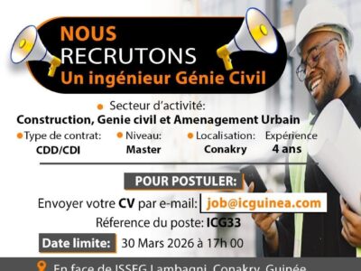 RECRUTE UN INGENIEUR GENIE CIVIL