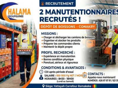 RECRUTE 2 MANUTENTIONNAIRES