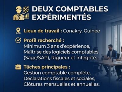 RECRUTE 2 CMPTABLES EXPERIMENTES