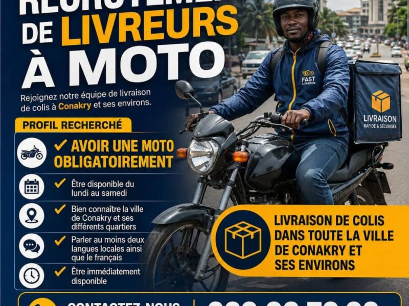 RECRUTE DES LIVREURS A MOTO