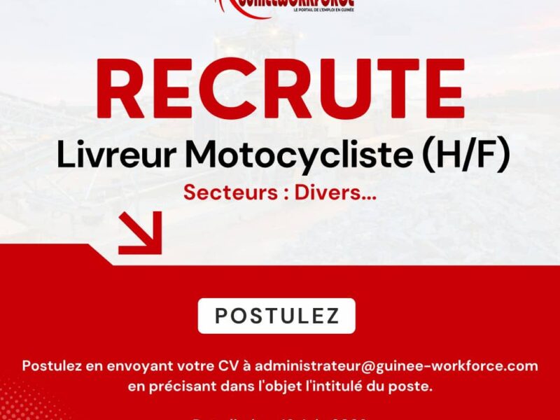 RECRUTE ASSISTANT DECLARANT EN DOUANE & LIVREUR MOTOCYCLISTE