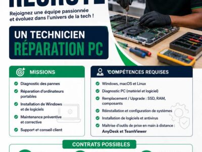 RECRUTE UN TECHNICIEN REPATION PC
