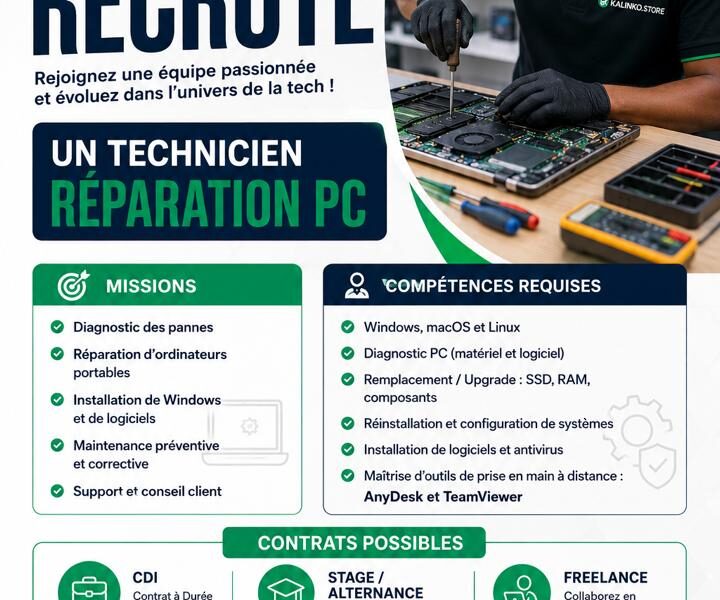 RECRUTE UN TECHNICIEN REPATION PC